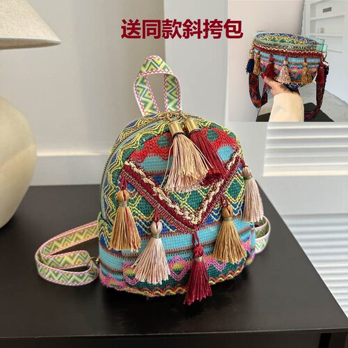 新疆风包包女云南大理流苏编织包