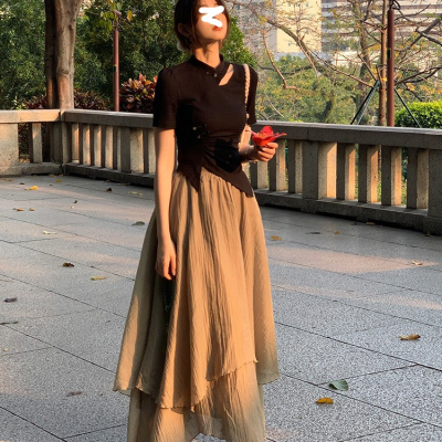 新中式国风套装裙子女夏季微胖穿