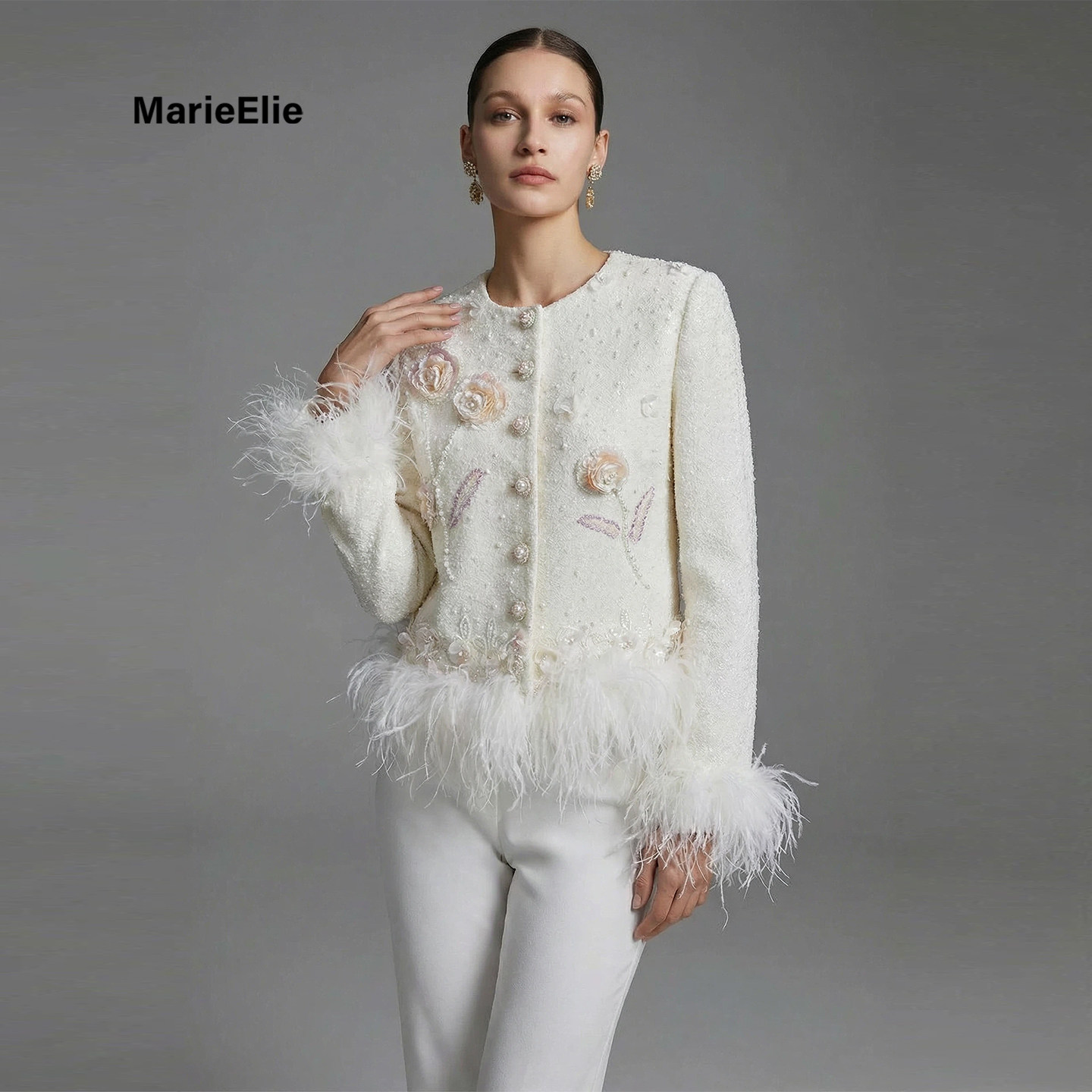 小香风重工刺绣钉珠短外套女毛绒流苏高级感千金风上衣,女装/女士精品,短外套,淘宝优惠券,粉丝福利购,淘宝优惠卷