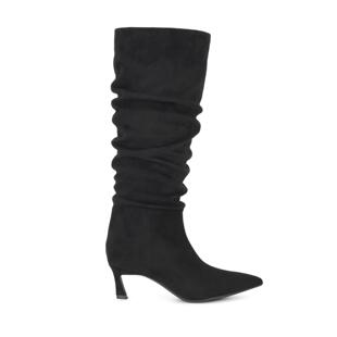 海外代购Nine West/玖熙女士时装靴修饰腿型宽筒包容尖头细跟