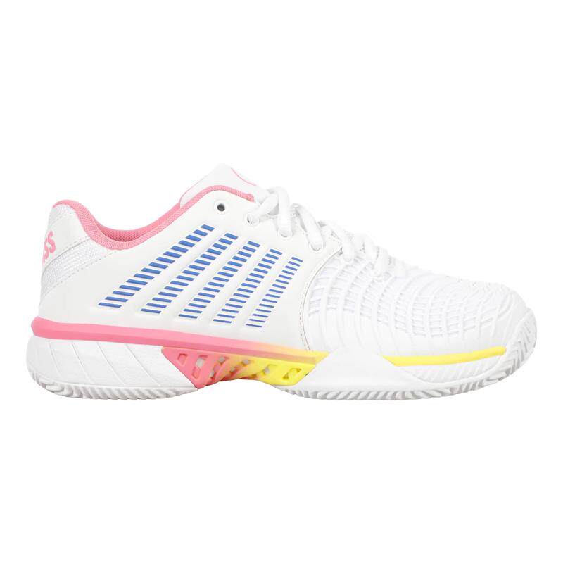 代购KSWISS盖世威女士网球鞋透气缓震防滑沙地网球鞋白色黄色