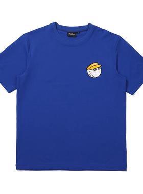 代购MALBON GOLF男士运动T恤透气舒适日常穿着轻便蓝色棉质短袖