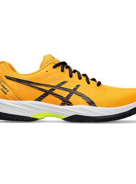 代购Asics亚瑟士男士网球鞋缓震防滑透气轻量橙色黑色鞋带