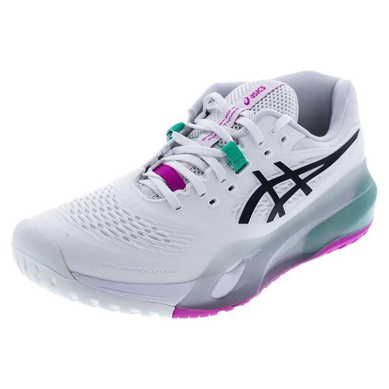 海外代购Asics/亚瑟士男士网球鞋缓震支撑耐磨防滑白色极光绿