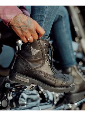 海外代购Harley Davidson/哈雷戴维森女士时装靴黑色系带