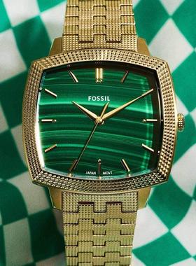 代购Nick Jonas x Fossil Machine Luxe 绿色孔雀石表盘联名手表