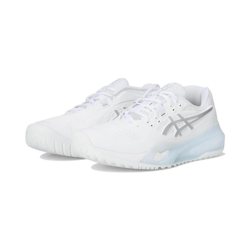 海外代购Asics/亚瑟士女士网球鞋缓震防滑耐磨白色网眼底线对抗