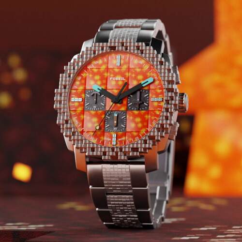 Minecraft × Fossil 化石我的世界下界44mm限量计时联名腕表
