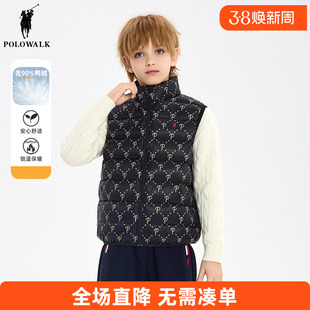 polowalk童装 男童马甲羽绒服短款2025秋冬季儿童外套保暖上衣