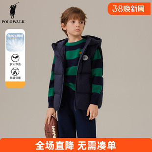 polowalk童装 男童羽绒马甲短款2025秋冬季儿童立领上衣坎肩保暖