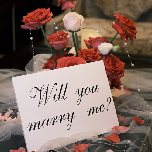 网红求婚用品KT板手举牌室内布置装饰求婚will you marry me字牌