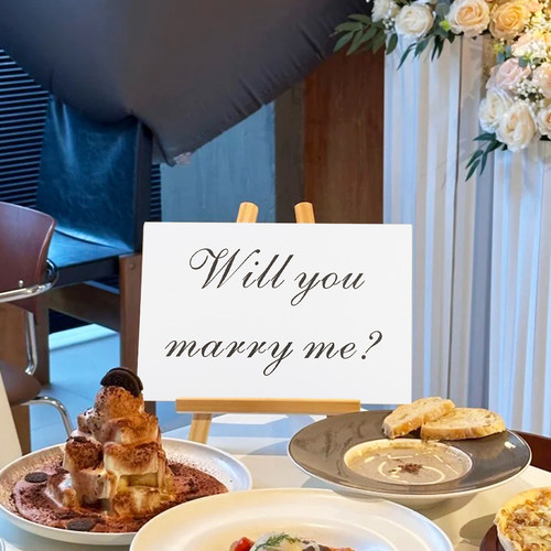 创意浪漫情人节西餐厅氛围感装饰求婚表白marry mekt板字牌摆件