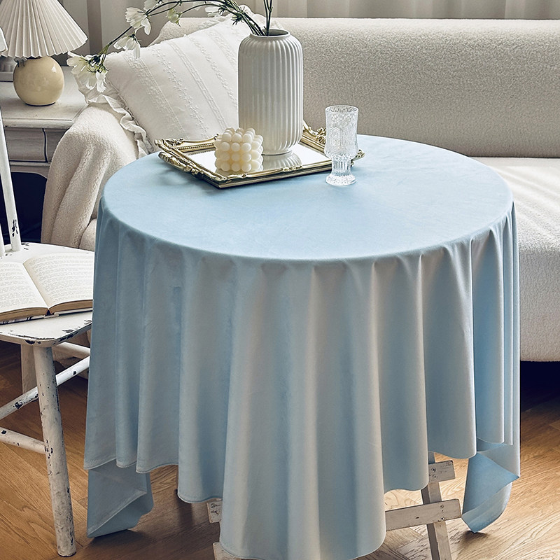 法式风纯蓝色桌布丝绒幼儿园生日宴会订婚礼摆甜品台布置茶歇装饰
