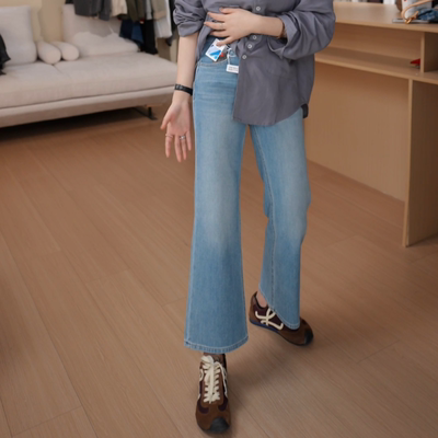 高腰显瘦四面弹力牛仔微