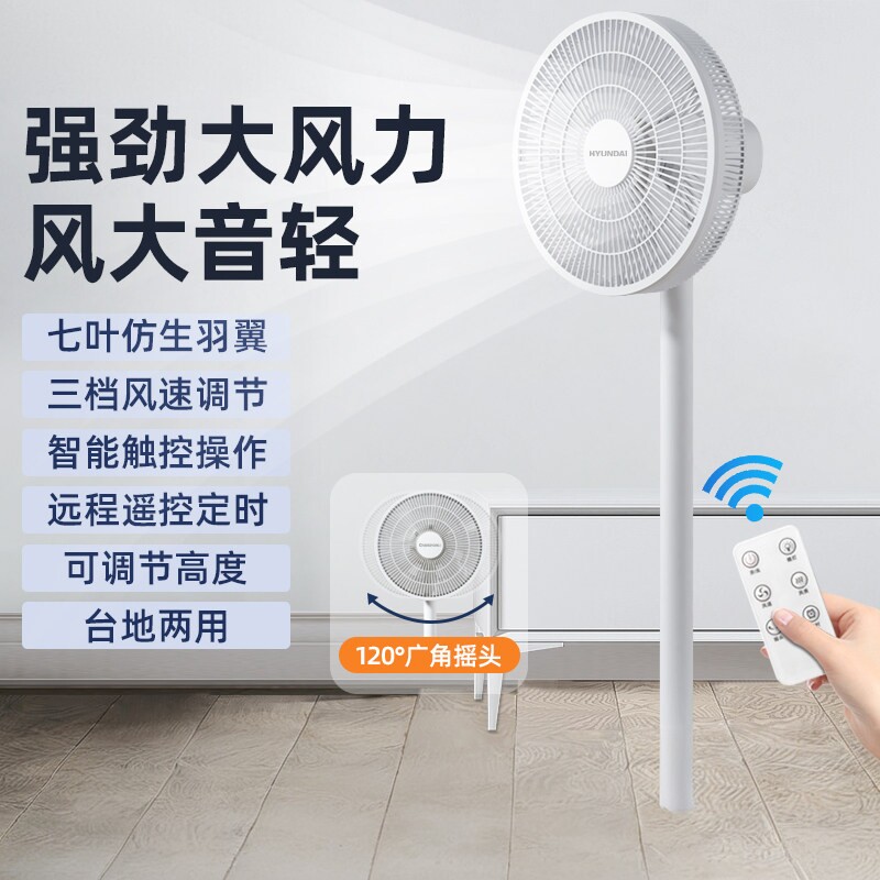 韩国电风扇落地扇家用台立式强力节能轻音远程强劲大风力摇头电扇