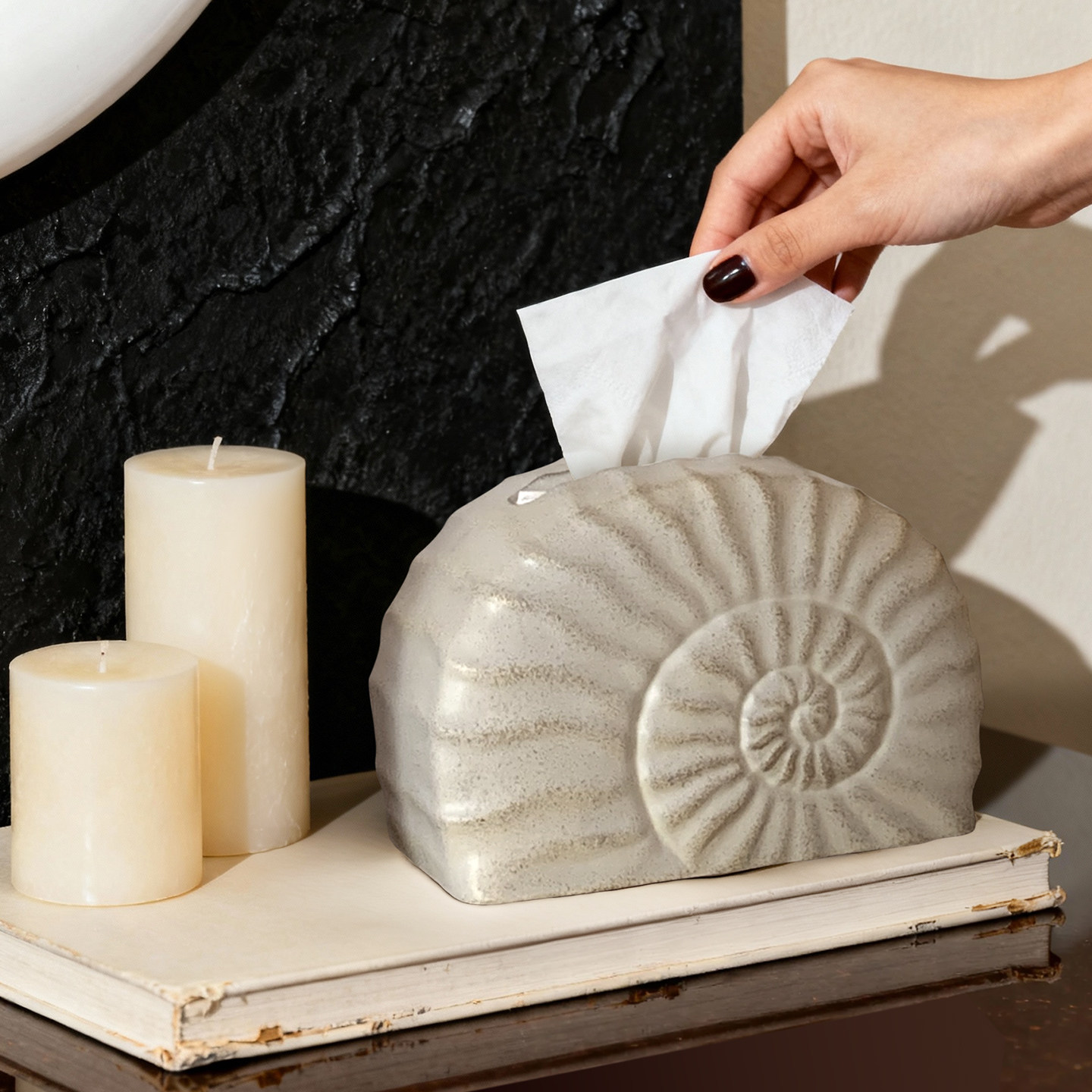 莫里中古海螺纸巾盒卧室高颜值创意高级感家用餐桌客厅抽纸盒摆件,收纳整理,纸巾盒,淘宝优惠券,粉丝福利购,淘宝优惠卷