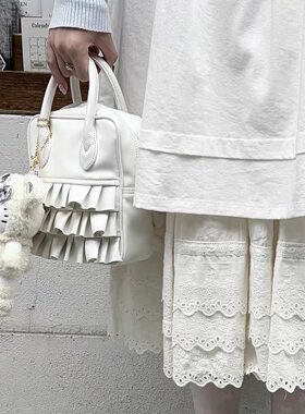 {Comme Design Gift} CDG 合成皮 捏褶裙摆花边设计 方形包手提包
