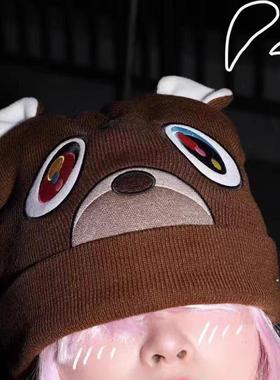 ZLOT Kanye West Graduation 辍学熊刺绣 冷帽 针织帽 毛线帽