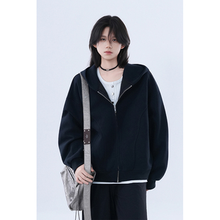 宽松慵懒风oversize外套上衣 soul美式 复古连帽卫衣女秋冬新款
