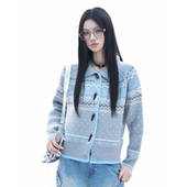 soul费尔岛风圣诞软糯针织毛衣女牛角扣翻领氛围感开衫 外套潮