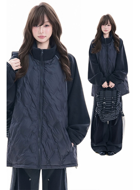 kk soul韩系插肩袖拼接90白鸭绒羽绒服户外轻盈感运动风宽松外套