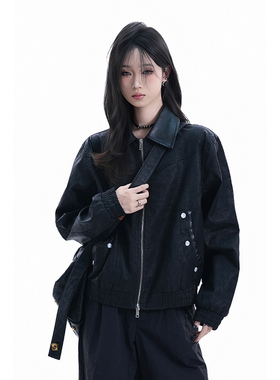 kk soul美式街头拼接灯芯绒黑色夹克女设计感小众外套宽松上衣潮