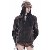 soul巴恩风高级感麂皮绒cleanfit夹克老钱风纯色翻领正肩外套