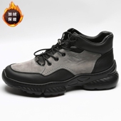 沙驰男鞋 2025冬季 新款 专柜正品 牛皮加绒高帮休闲棉鞋 真皮保暖皮靴