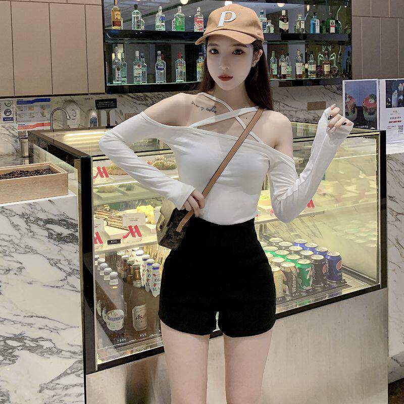 高腰包臀弹力热裤黑色紧身显瘦短裤 2025夏季百搭拉链款性感辣妹