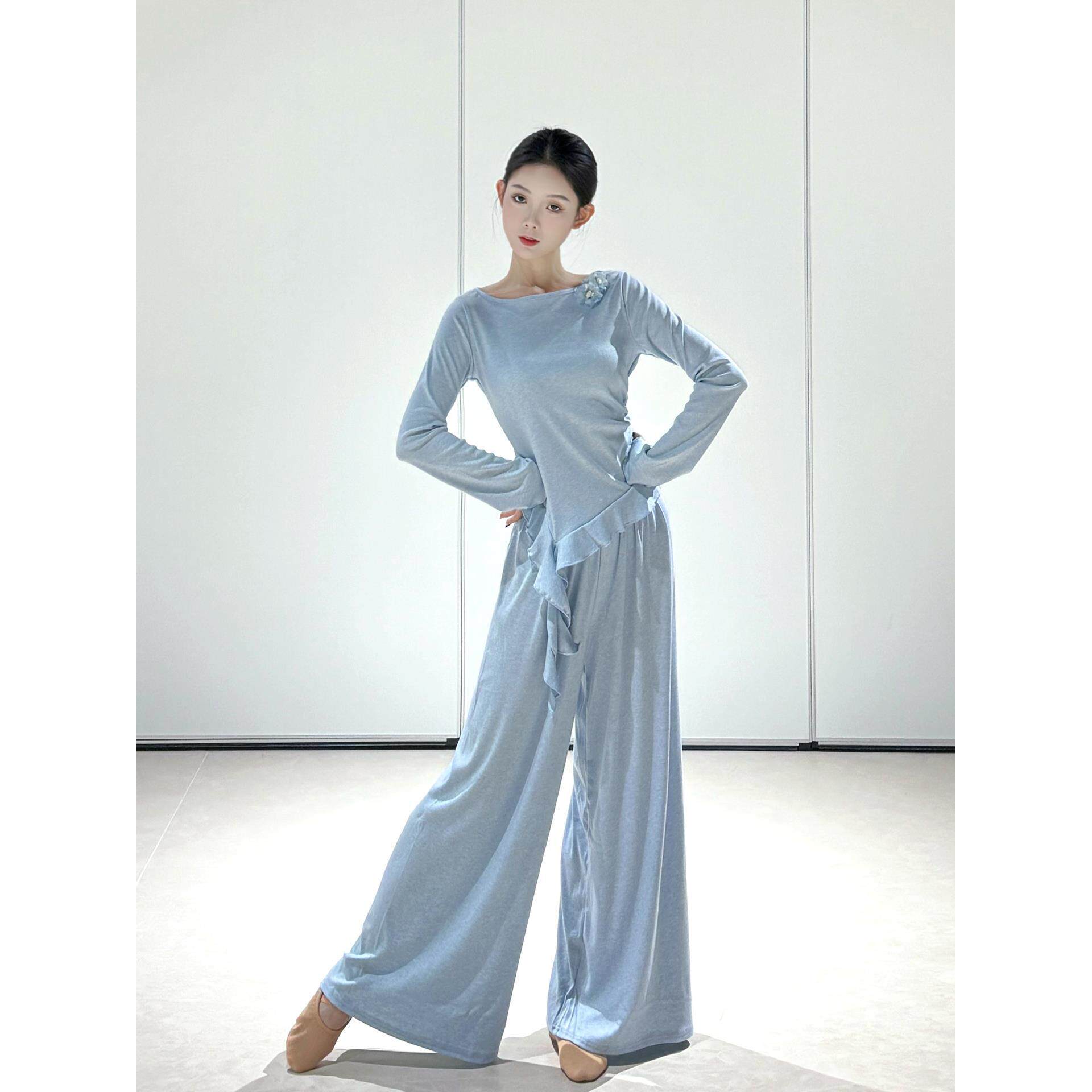 阔腿裤舞裤子一整套宽松现代舞服装古典舞长袖中国冬季舞蹈服练功