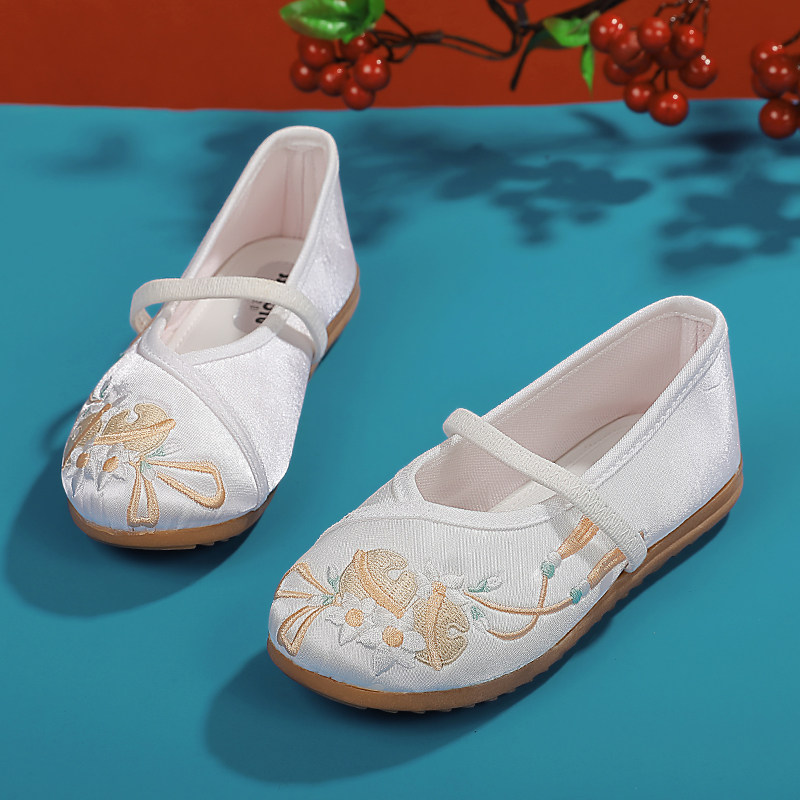 女童汉服绣花公主布鞋软底春夏