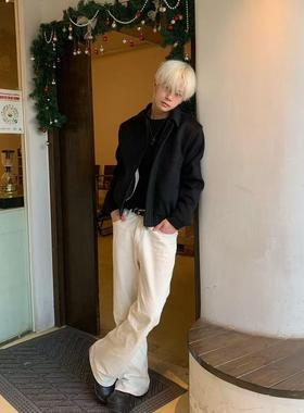 【Einsamer Richer】澳产2021M 水洗米白微喇休闲牛仔裤