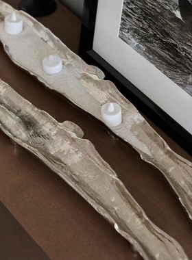 进口金色银色木树皮长条装饰托盘