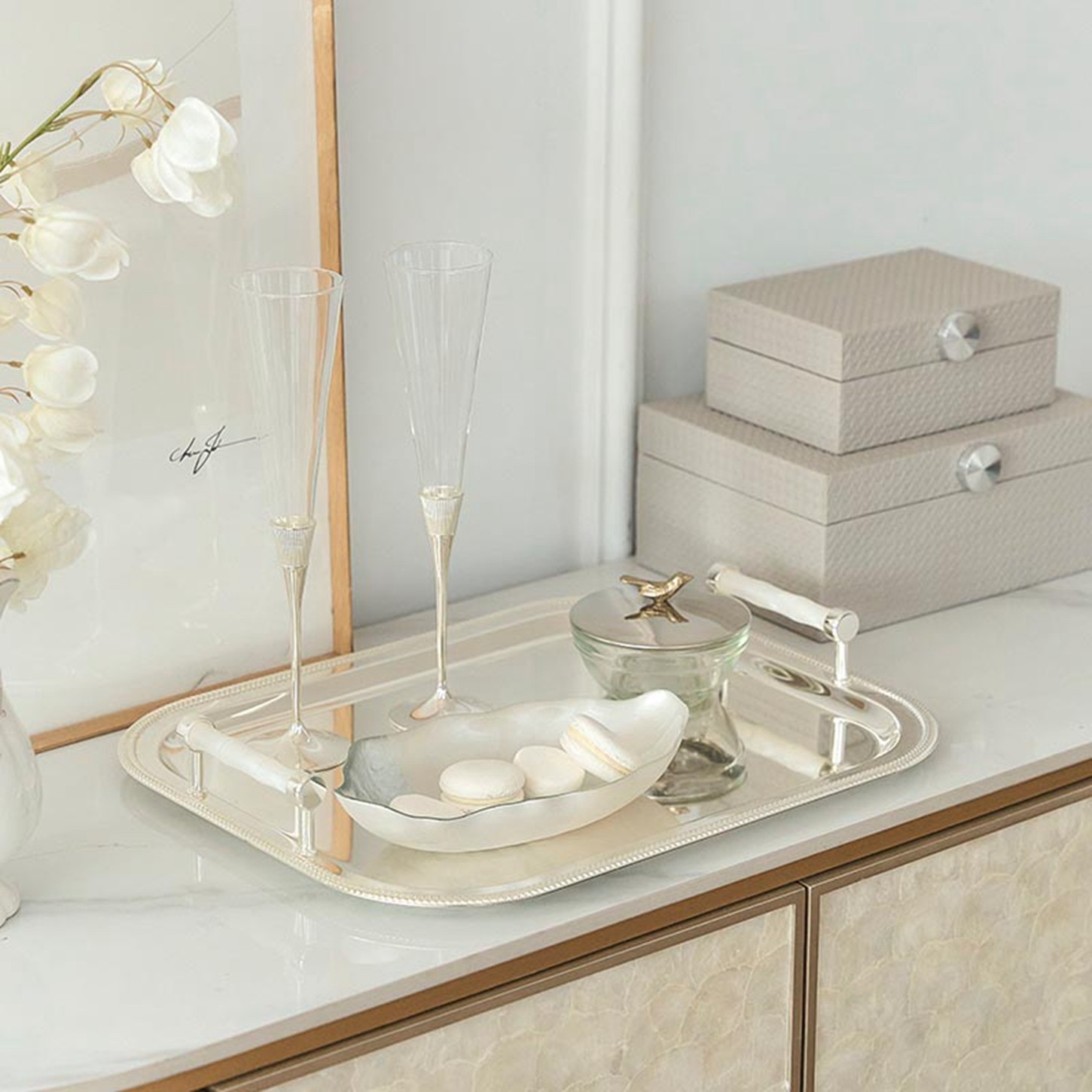 极简银色高档金属餐用托盘长方形客厅餐厅茶杯托收纳盘样板房摆场,餐饮具,餐用托盘,淘宝优惠券,粉丝福利购,淘宝优惠卷