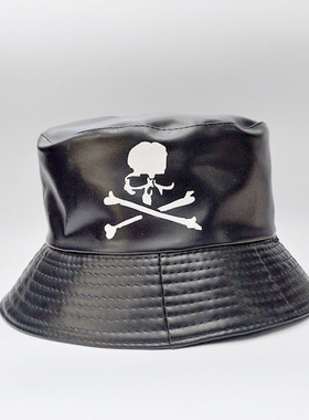 mastermind japan mmj渔夫帽平顶 pu皮遮阳男女同款 低调盆帽子