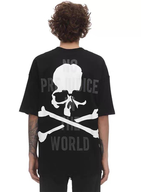 套印暗黑潮牌MMJ骷髅王MASTERMIND WORLD休闲宽松高街印花T恤短袖