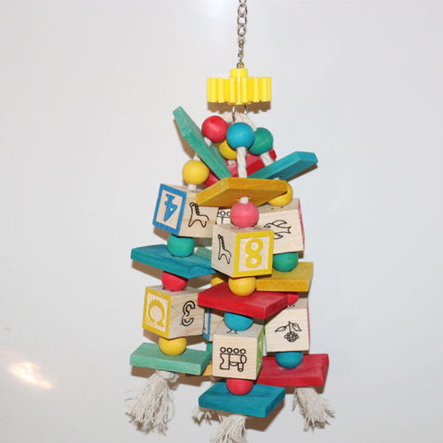 鹦鹉积木玩具鸟啃咬挂串数字块