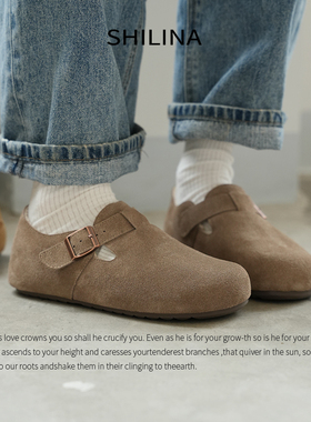 真皮磨砂勃肯鞋加绒2025秋季新款韩版百搭博肯鞋内增高单鞋女