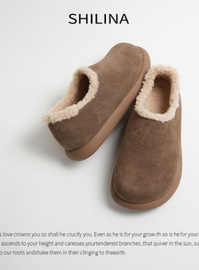 小土豆加绒勃肯鞋2025女包头拖鞋懒人一脚蹬保暖穆勒鞋内增高4CM