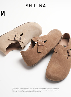 真皮磨砂勃肯鞋加绒2025秋季新款韩版百搭博肯鞋内增高单鞋女