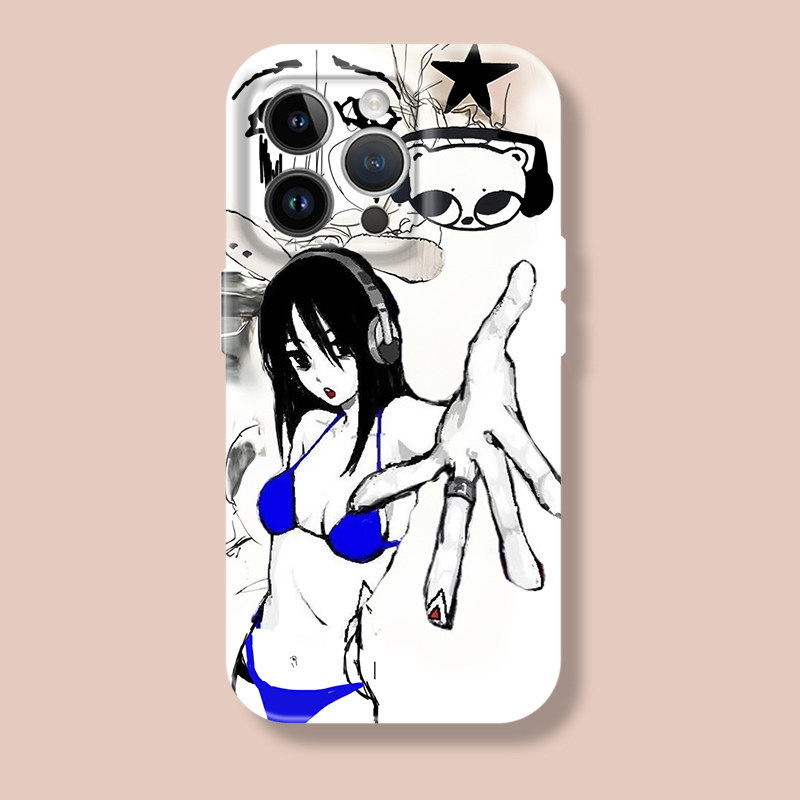 可爱插画手绘艺术美女男女苹果iphone17promax适用16pro透明15plus/xs/14全包菲林软壳华为小米荣耀13手机壳