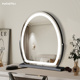 镜子化妆镜桌面台式 梳妆镜led智能声控家用主卧室网红美妆椭圆镜