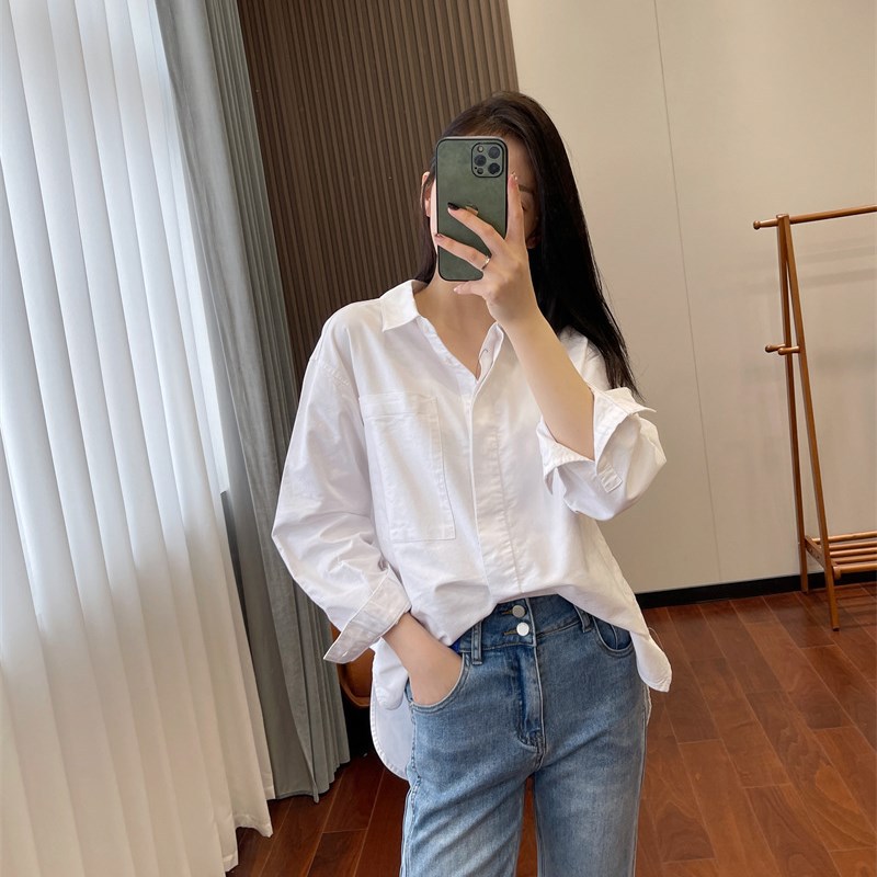 后领可解开~小众通勤竖条纹衬衫女长袖宽松韩版洋气外穿秋