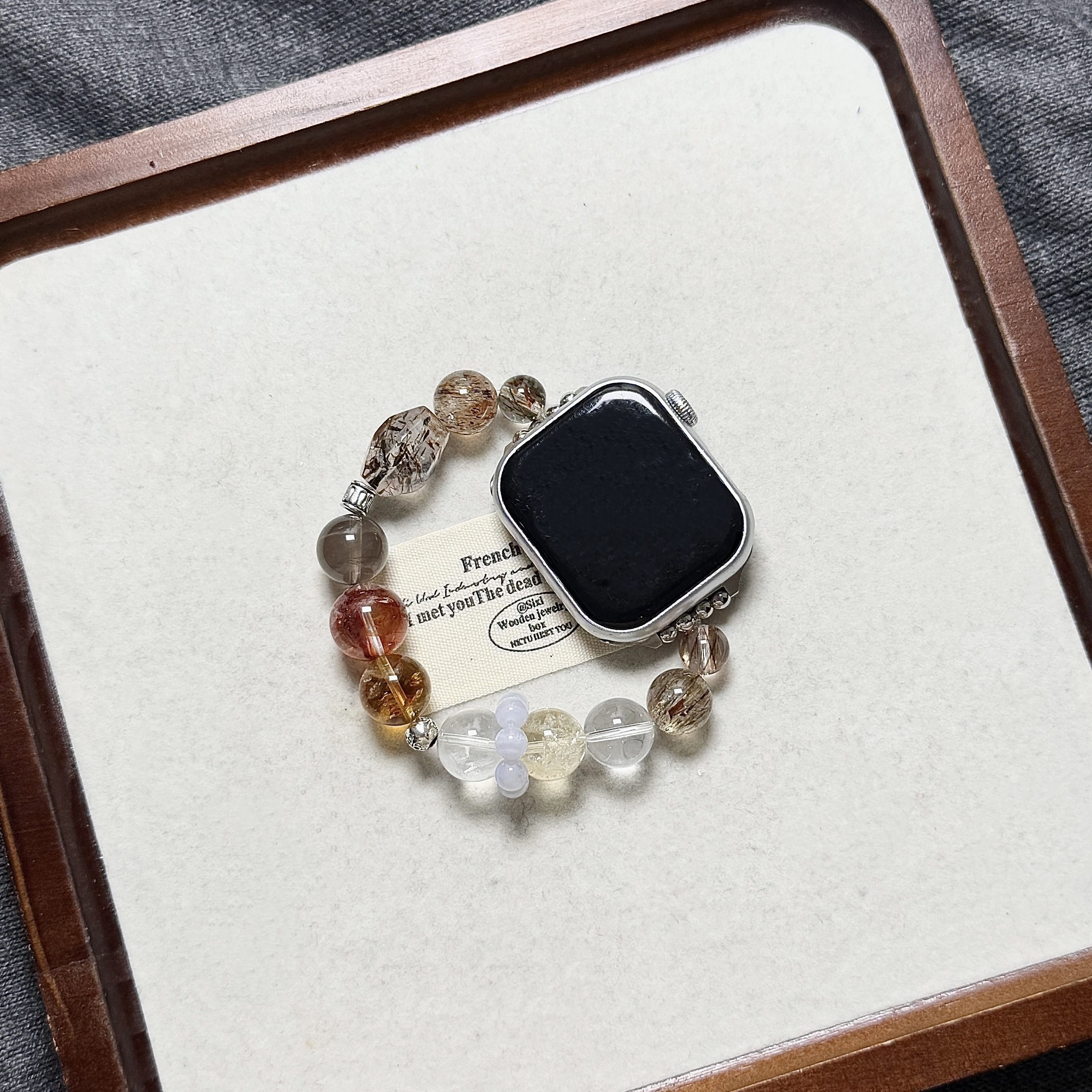 天然水晶表带适用于applewatch华为手表通用原创DIY串珠水晶手链