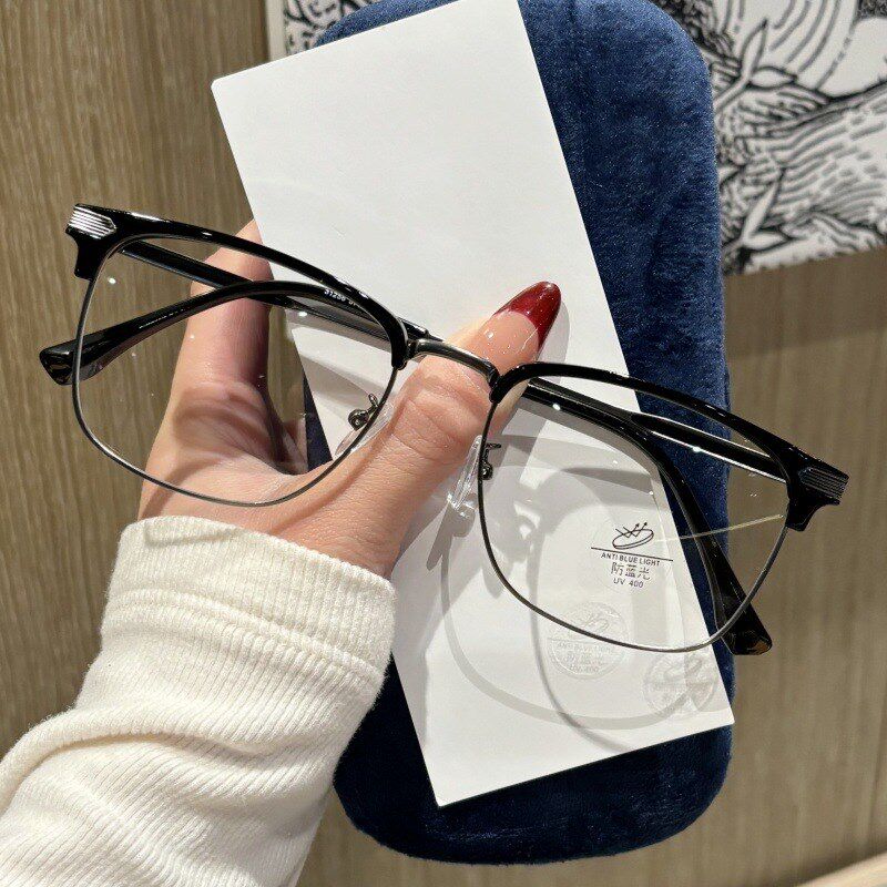 31256新款TR眉毛平光镜男半框光学眼镜架女防蓝光可配度数