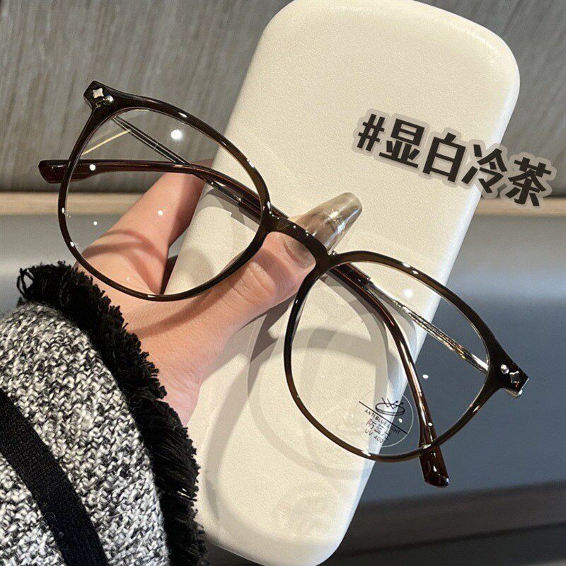 311新款多边形TR眼镜架素颜神器冷茶色显白大脸显瘦级感