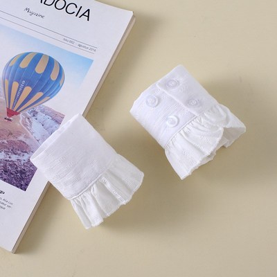 韩版春假袖套唯美提花双层雪纺饰品黑白色袖口百搭毛衣文艺07