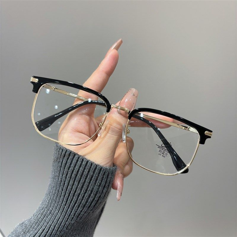 31163新款超轻TR眉毛平光镜男半框光学眼镜架女防蓝光可配度数