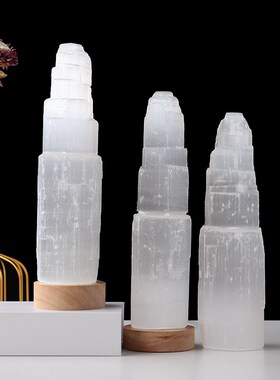 天然水晶石膏塔小夜灯几何形床头灯摆件桌面装饰usb充电夜灯