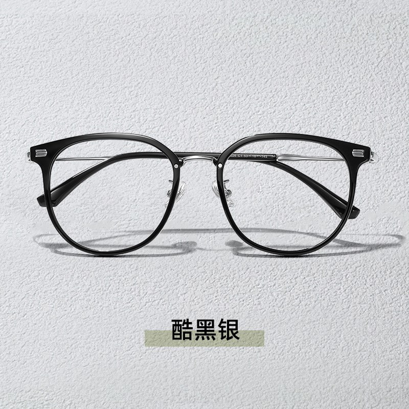 226纯钛方框显白近视眼镜框男女多色素颜百搭黑金色平光镜